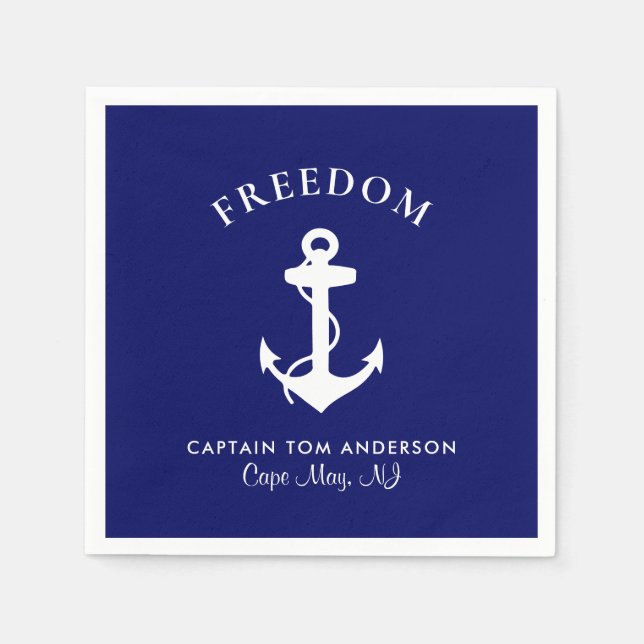 Nautic Boat Anchor Navy Name Name Serviette (Vorderseite)