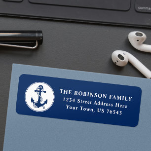 Nautic Boat Anchor & Rope Navy Blue Address
