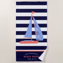 Nautic Boat Family Name Navy Blue Beach House