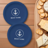 Nautic Boat Name Anchor Rope Navy Blue