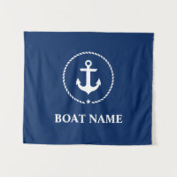 Nautic Boat Name Anchor Rope Navy Blue