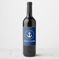 Nautic Boat Name Anchor Rope Navy Blue