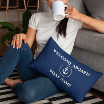 Nautic Boat Name Anchor Rope Navy Blue Willkommen