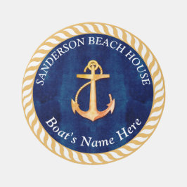 Nautic Boat Name Anchor Rope Navy Blue Yellow