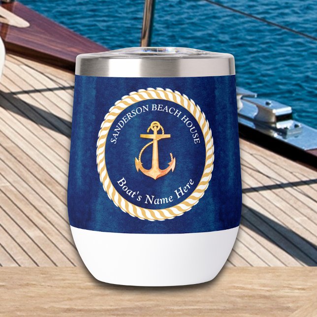 Nautic Boat Name Anchor Rope Navy Blue Yellow (Von Creator hochgeladen)