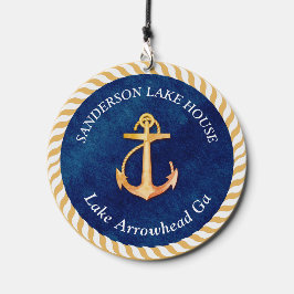 Nautic Boat Name Anchor Rope Navy Blue Yellow Windspiel