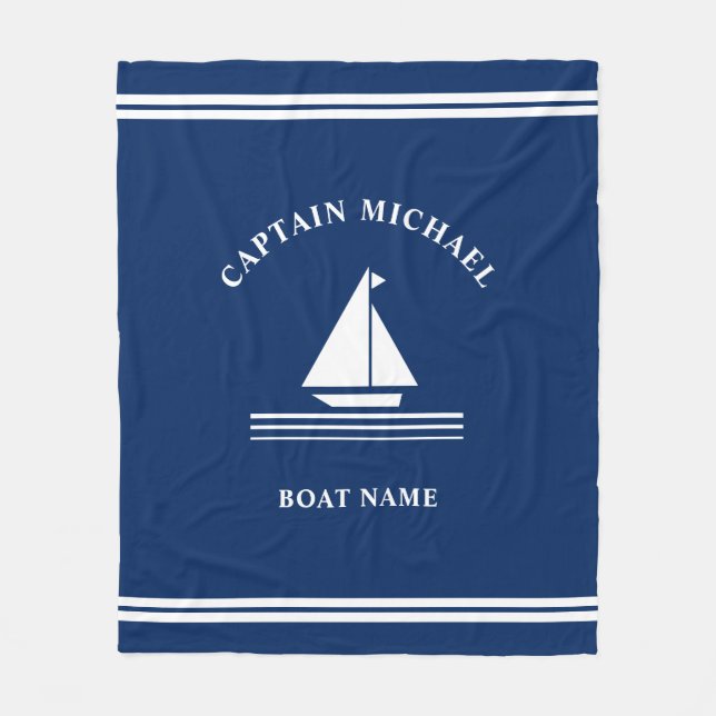  Nautic Boote Blue Boat Name Sailing Fleecedecke (Vorderseite)