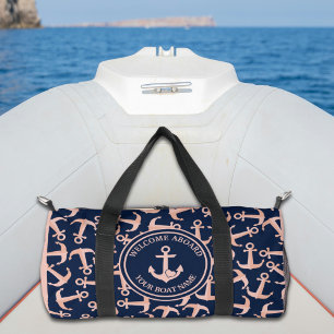 Nautic Boote Name Plush Navy Anchors Muster Duffle Bag