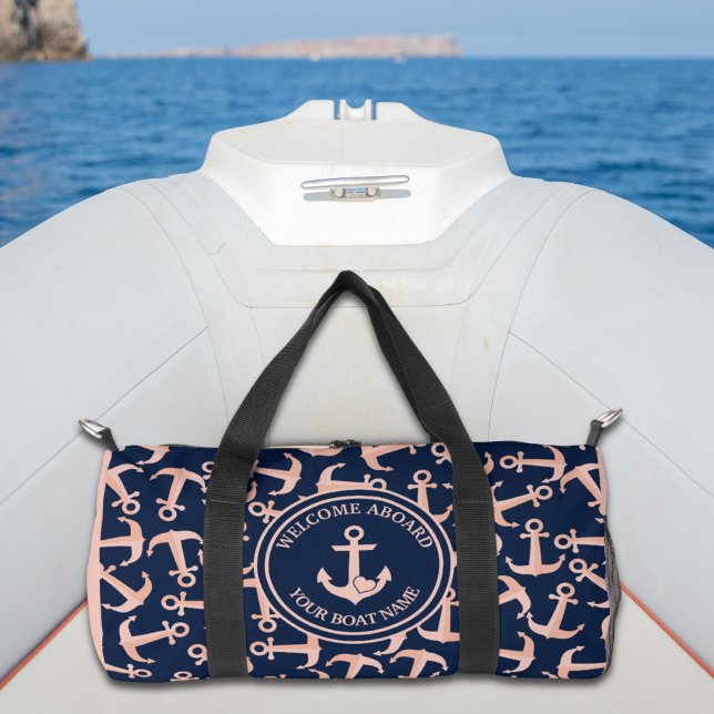 Nautic Boote Name Plush Navy Anchors Muster Duffle Bag (Von Creator hochgeladen)