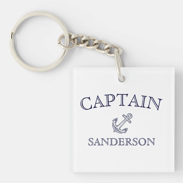 Nautic Captain Anchor Boat Name Navy Schlüsselanhänger (Vorderseite)
