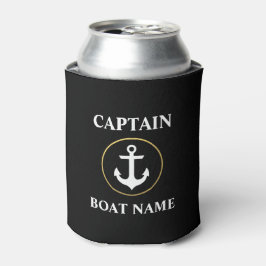 Nautic Captain Boat Name Anchor Black Gold Dosenkühler