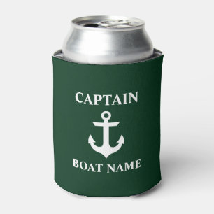 Nautic Captain Boat Name Anchor Green Dosenkühler