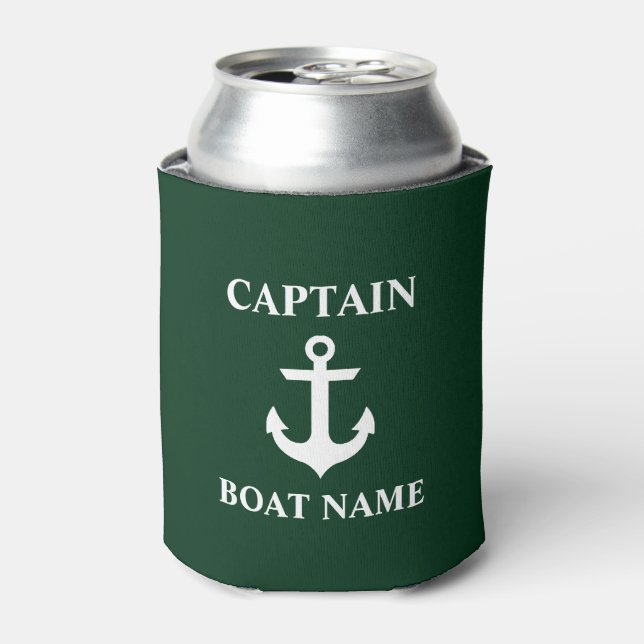Nautic Captain Boat Name Anchor Green Dosenkühler (Kanne Vorderseite)