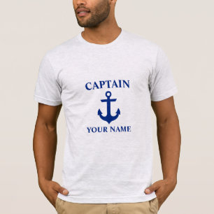Nautic Captain Name Anchor Grau T-Shirt