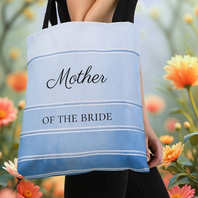 Nautic Chic Blue Ton sur Ton Striping Totbeutel Tasche (Tote bag featuring a chic painted blue tone on tone striped design with a silver lining)