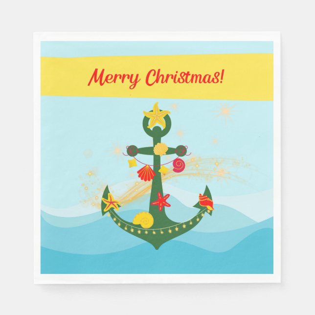 Nautic Christmas Anchor Serviette (Vorderseite)