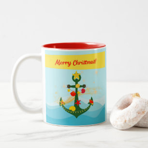Nautic Christmas Anchor Zweifarbige Tasse