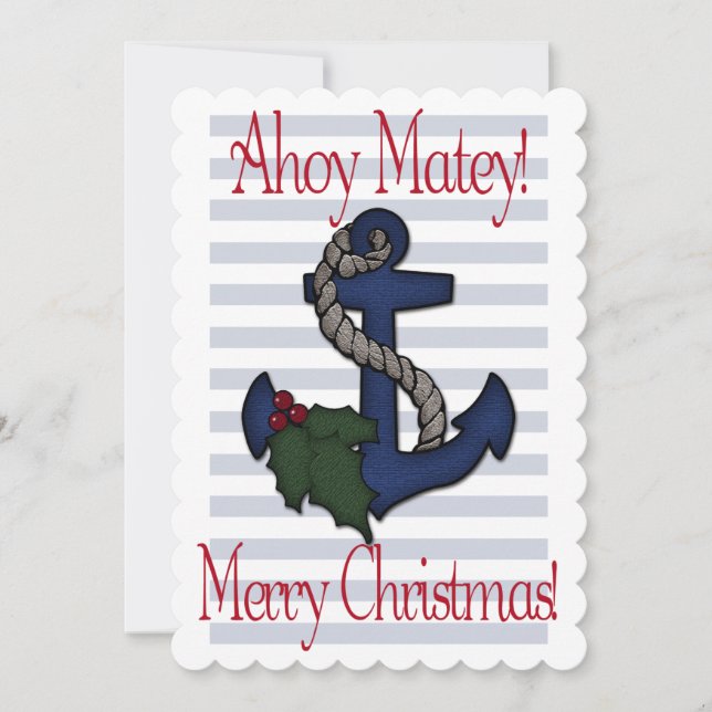 Nautic Christmas Boat Anchor Ahoy Matey (Vorderseite)