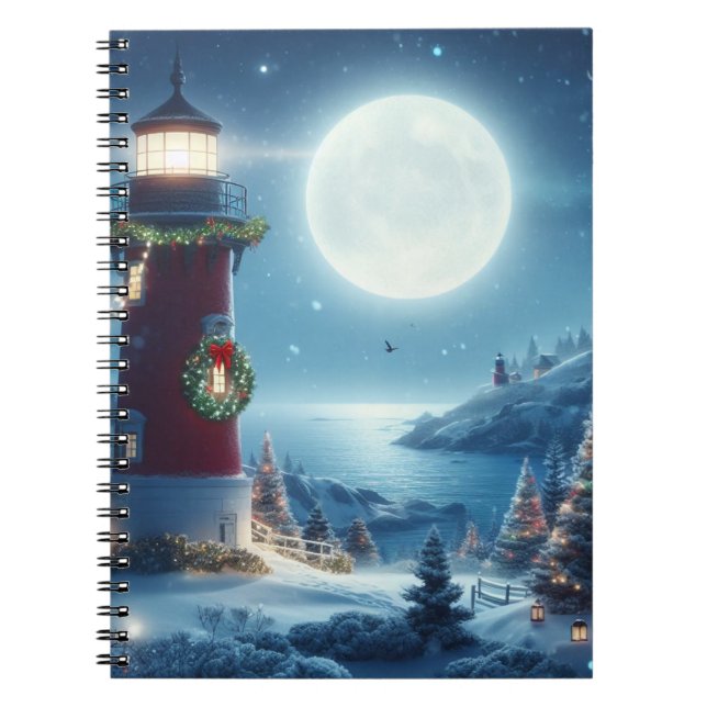 Nautic Christmas Leuchtturm Notizblock (Vorderseite)