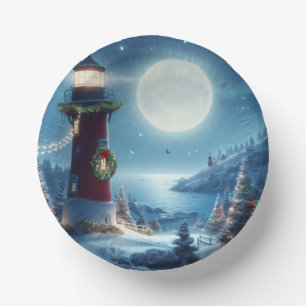 Nautic Christmas Leuchtturm Pappteller