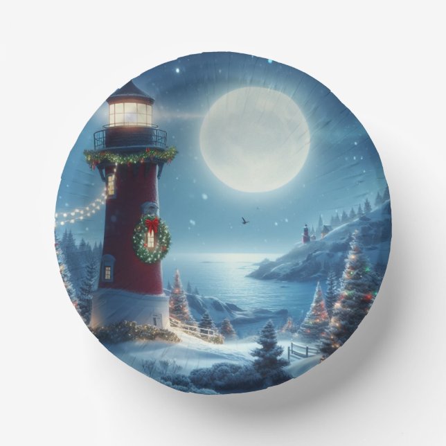 Nautic Christmas Leuchtturm Pappteller (Vorderseite)