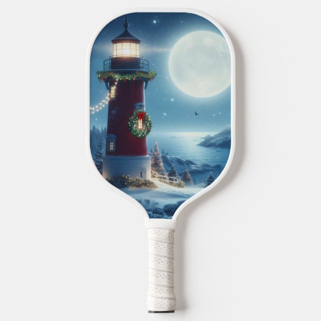 Nautic Christmas Leuchtturm Pickleball Schläger (Vorderseite)
