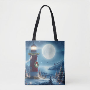 Nautic Christmas Leuchtturm Tasche