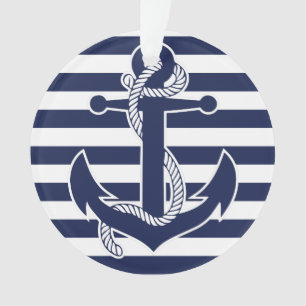 Nautic Christmas Ornament Blue Acrylic Anchor