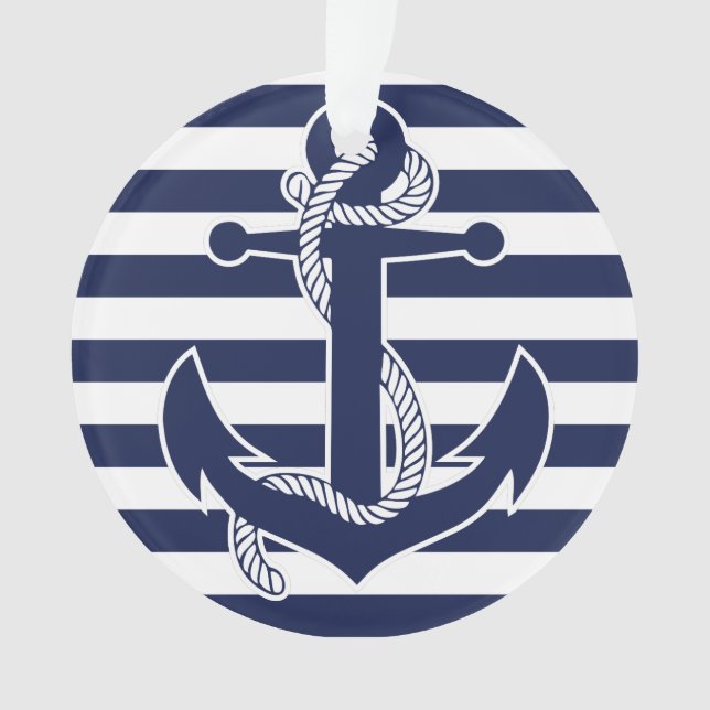 Nautic Christmas Ornament Blue Acrylic Anchor (Vorderseite)