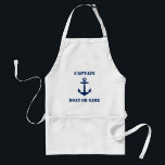 Nautic Classic Anker Captain oder Boat Name Navy Schürze<br><div class="desc">Ein klassischer Nautical Anchor mit Personalisiertem Kapitän oder anderem Titel und Ihrem Bootnamen oder anderen benutzerdefinierten Text in Navy Blue auf einer Schürze von Erwachsenen GRILLEN-Koch. Ein großartiges Geschenk- und Gesprächsstück für jeden Anlass.</div>