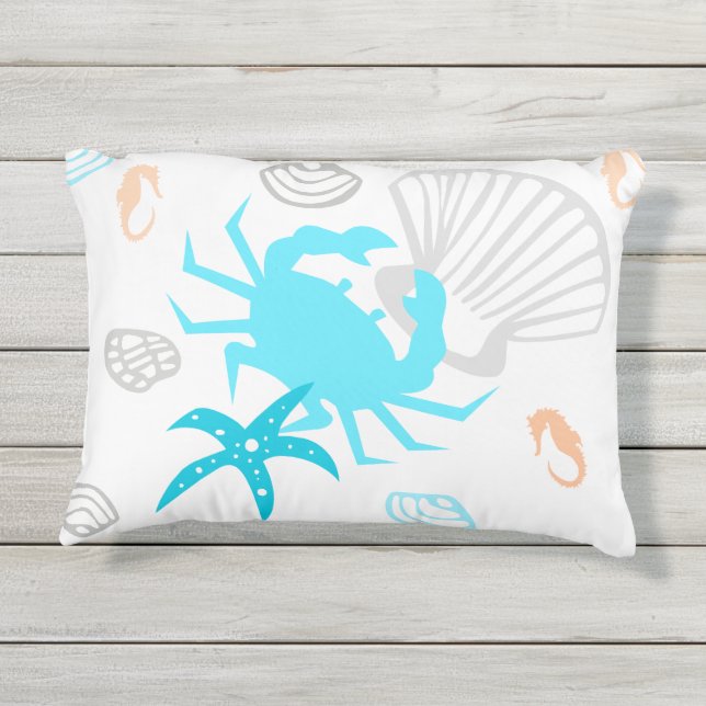 Nautic Coastal Beach Crab Kissen (Rückseite)