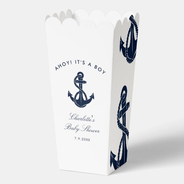 Nautic Coastal Navy Blue Anchor Baby Dusche Geschenkschachtel (Vorderseite)