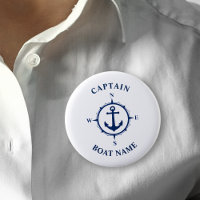 Nautic Compass Anchor Captain Boat Name Navy