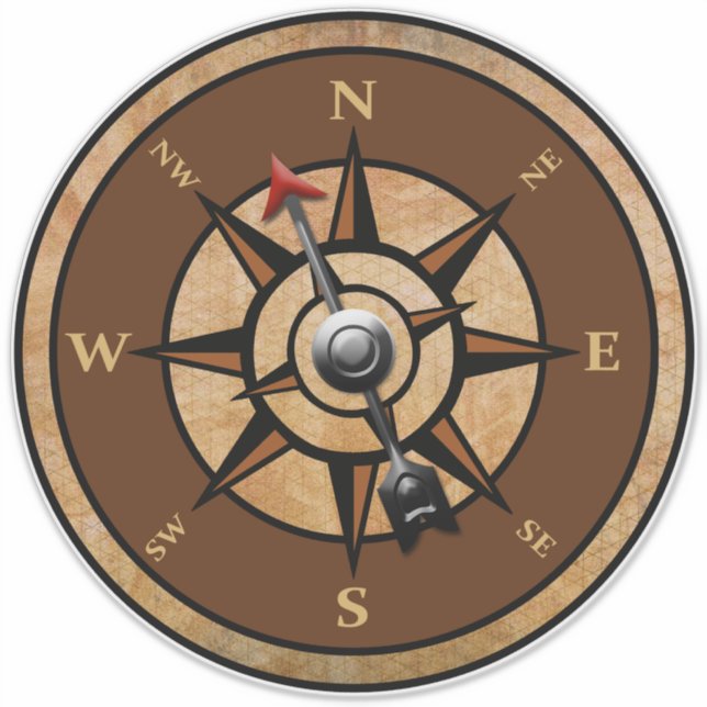 Nautic Compass Design North South East West Aufkleber (Vorderseite)