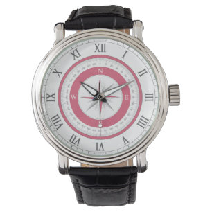 Nautic Compass Red & White Armbanduhr