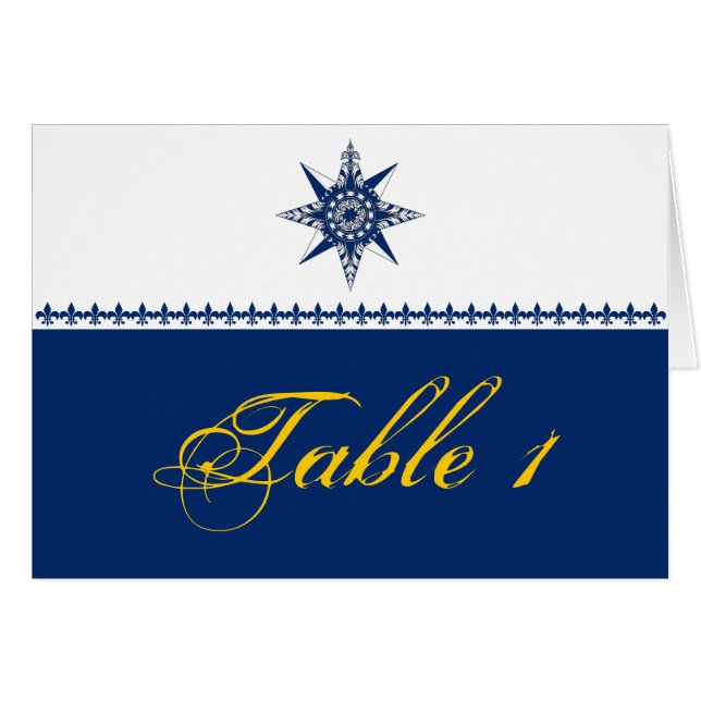 Nautic Compass Rose Navy Hochzeitsszension Tischnu (Vorderseite (Horizontal))