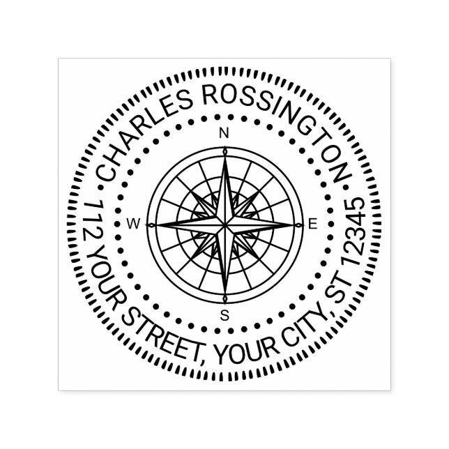 Nautic Compass Rose Nr. 4 Name Rücksendeadresse Permastempel (Design)