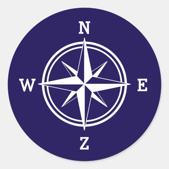Nautic Compass star Custom Color Round Aufkleber (Vorderseite)