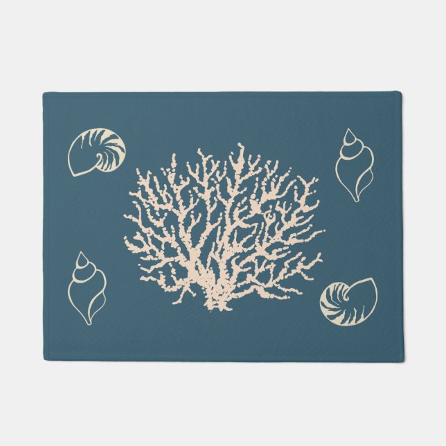 Nautic Coral Seashells Doormat Fußmatte (Vorderseite)