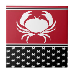 Nautic Crab Mit Monogramm Red Schwarz-weiß Cerami Fliese