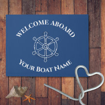 Nautic Custom Boat Name Anchor Wheel Navy Blue