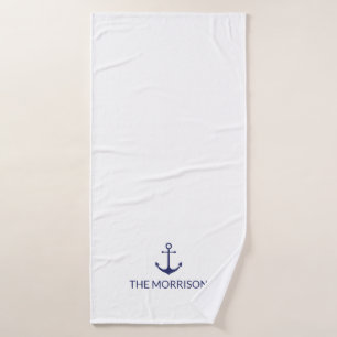 Nautic Custom Boat Name navvvy blauer Anker weiß Badhandtuch Set