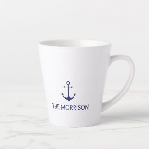 Nautic Custom Boat Name navvvy blauer Anker weiß Milchtasse
