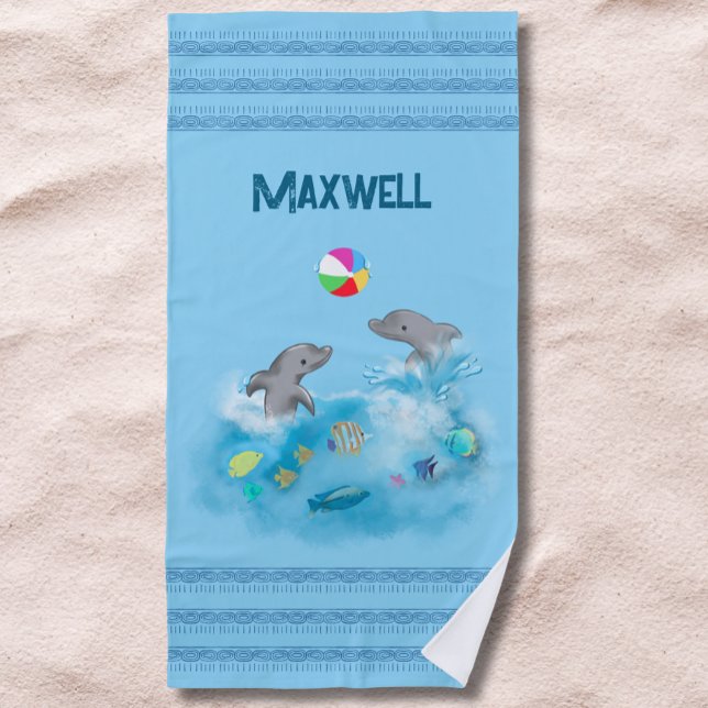 Nautic Dolphin Summer Fun Volleyball Boys Strandtuch (Von Creator hochgeladen)