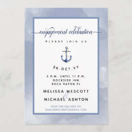#Nautic Engagement Party Blue Watercolor Einladung