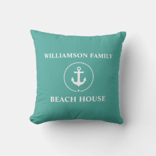 Nautic Family Name Beach House Kissen