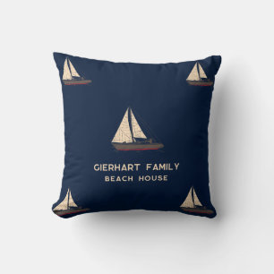 Nautic Family Sailing Boat Beach House Custom Kissen