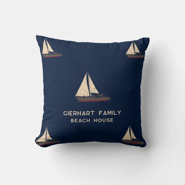 Nautic Family Sailing Boat Beach House Custom Kissen (Vorderseite)