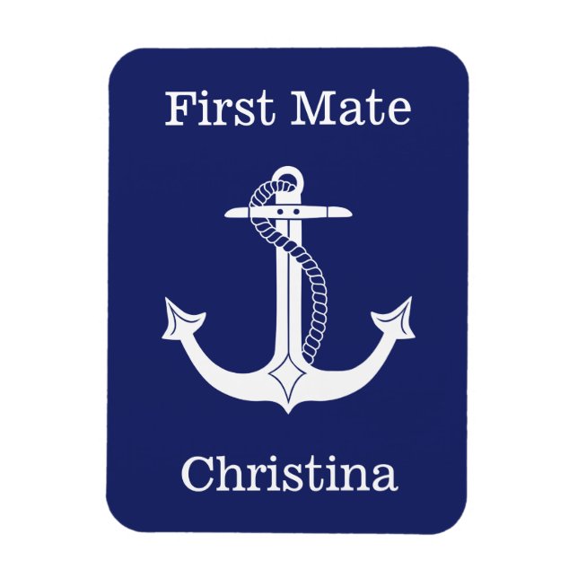 Nautic First Mate White Anchor Personalisiert Magnet (Vertikal)