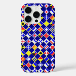 Nautic Flags Signal Navy Blue Checkered Style iPhone 16 Pro Hülle